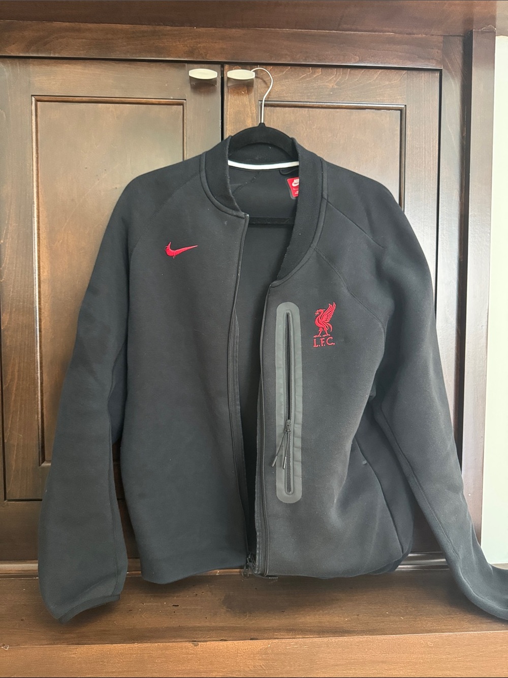 Nike Black Bomber Jacket with Red Liverpool Accents